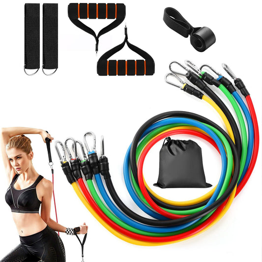 11-Piece Resistance Bands Set – Up to 100 lbs