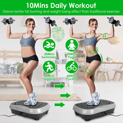 Vibration Plate Exercise Machine with Resistance Bands & Remote