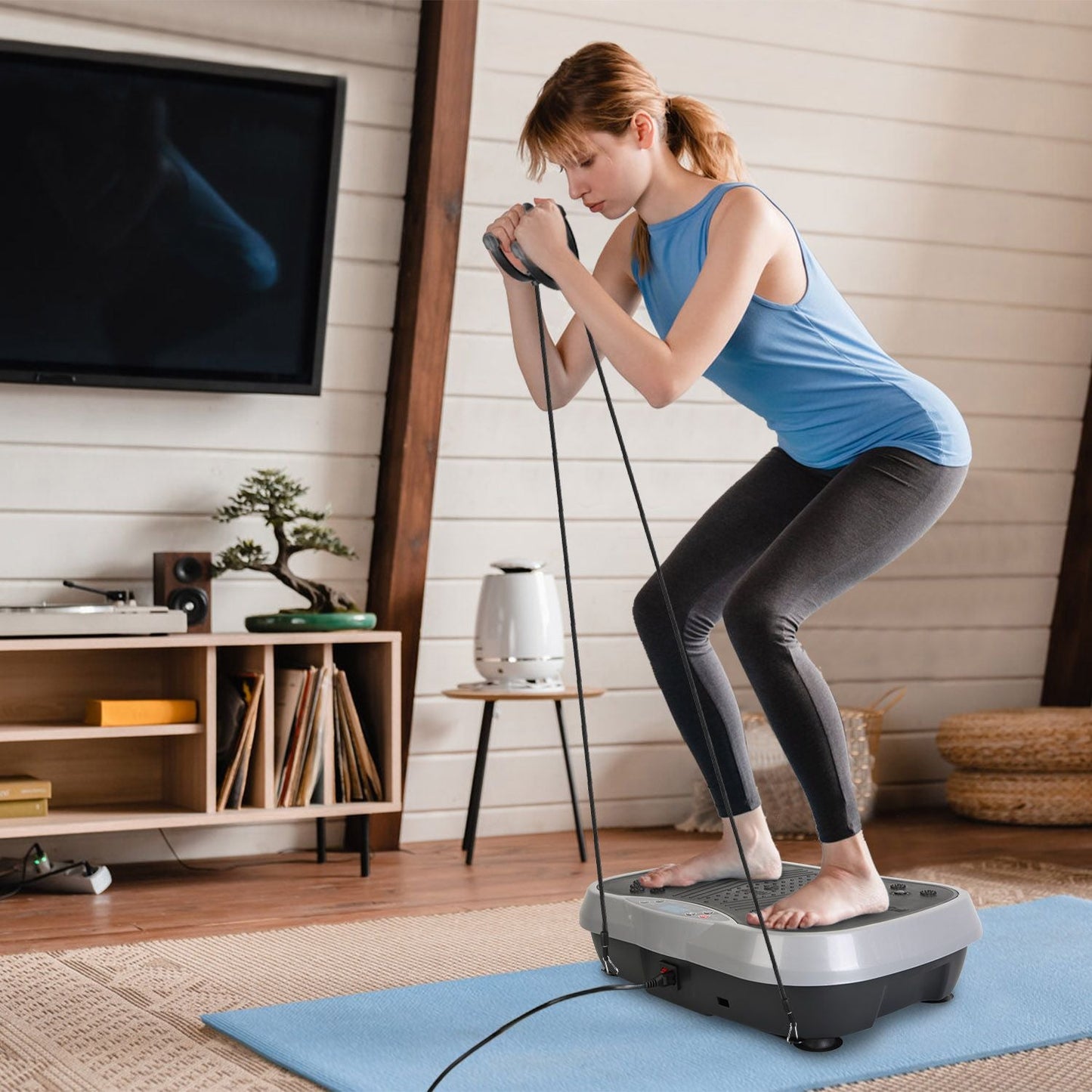 Vibration Plate Exercise Machine with Resistance Bands & Remote