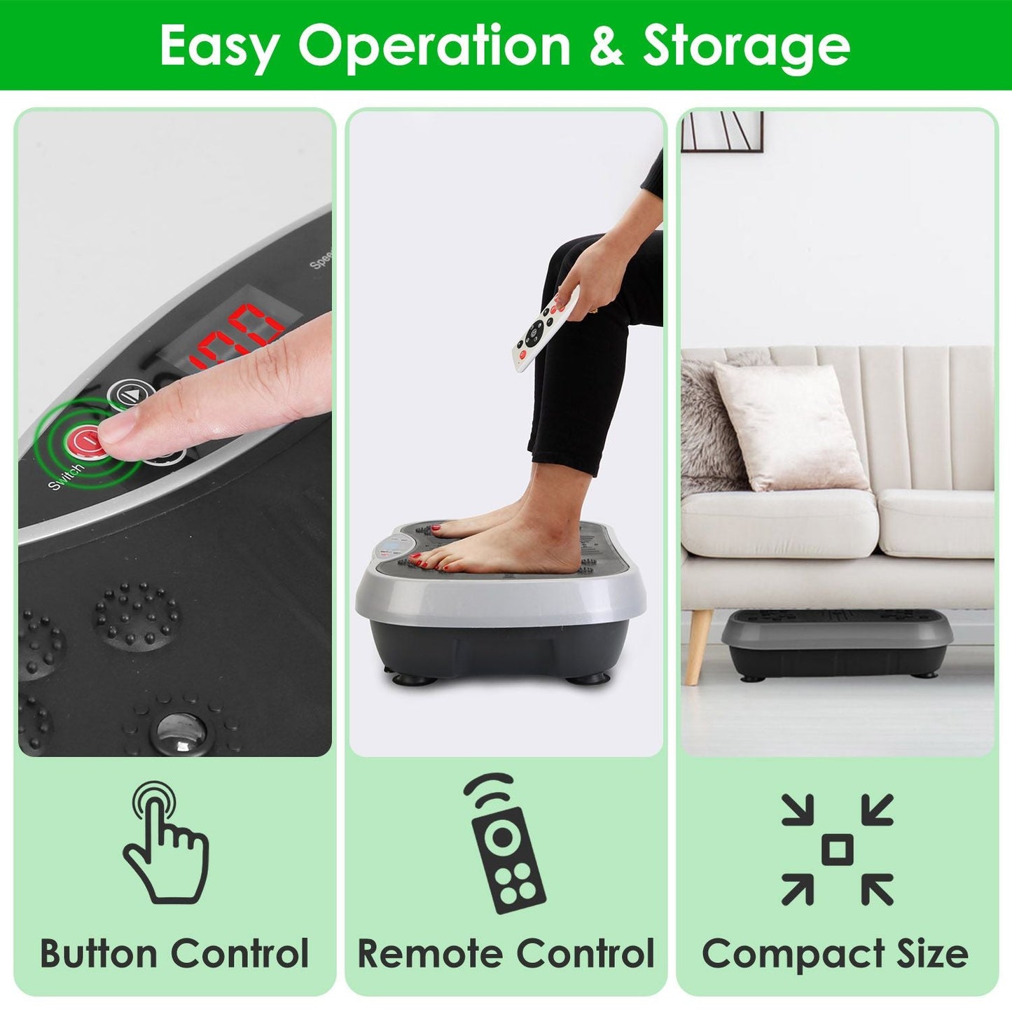 Vibration Plate Exercise Machine with Resistance Bands & Remote