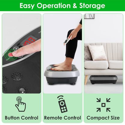 Vibration Plate Exercise Machine with Resistance Bands & Remote