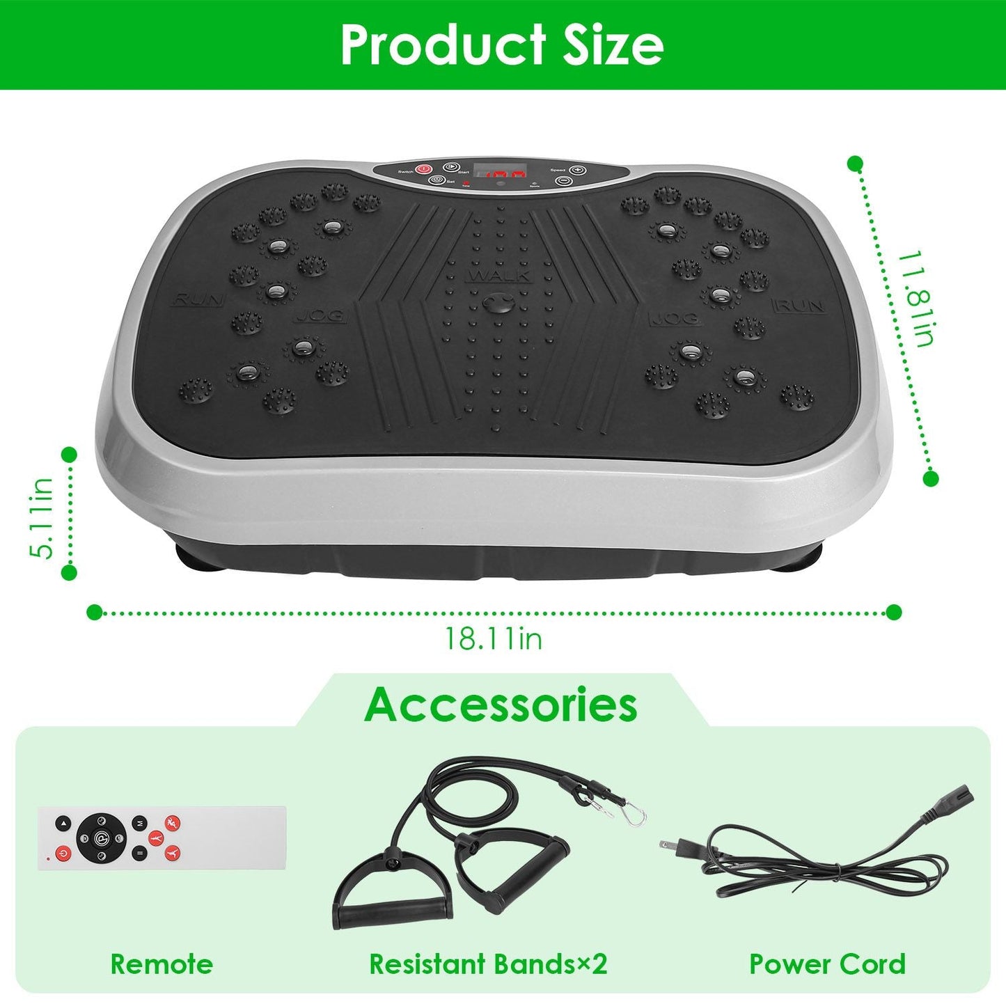 Vibration Plate Exercise Machine with Resistance Bands & Remote