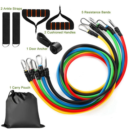 11-Piece Resistance Bands Set – Up to 100 lbs