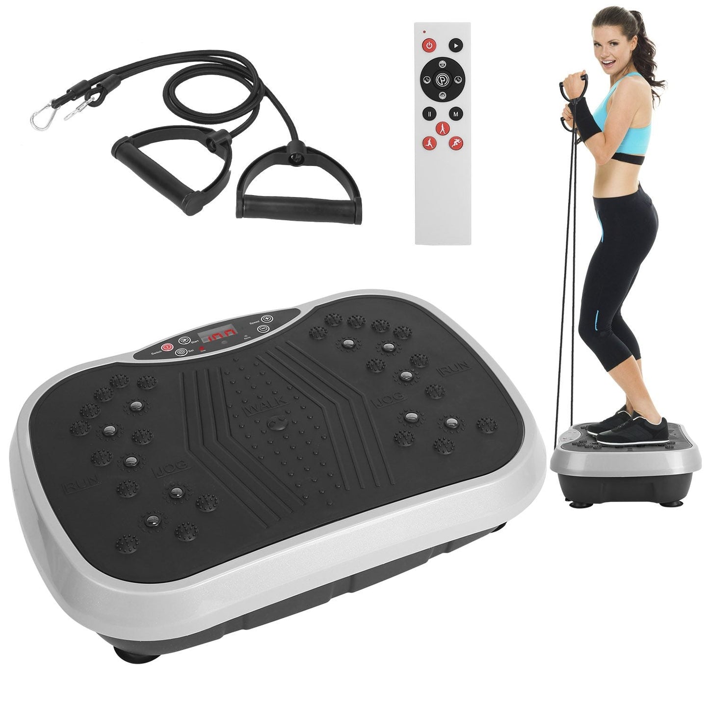Vibration Plate Exercise Machine with Resistance Bands & Remote