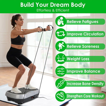 Vibration Plate Exercise Machine with Resistance Bands & Remote