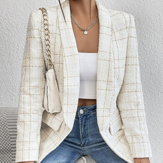 Women's Linen Suit Jacket – Solid Color Slim Fit