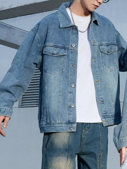 Men's Button Up Long Sleeve Denim Jacket