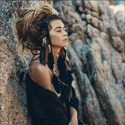 Boho Feather Crown Headband – Festival & Party Hair Accessory
