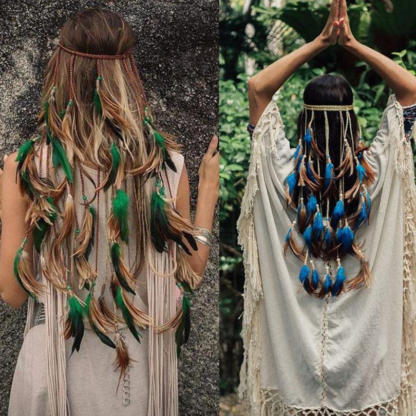 Boho Feather Crown Headband – Festival & Party Hair Accessory