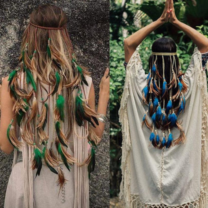 Boho Feather Crown Headband – Festival & Party Hair Accessory