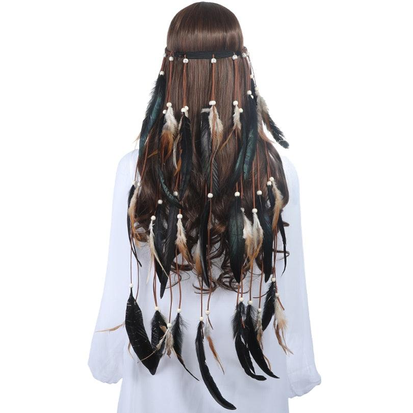 Boho Feather Crown Headband – Festival & Party Hair Accessory