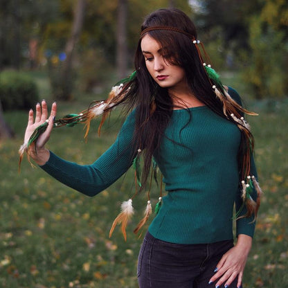 Boho Feather Crown Headband – Festival & Party Hair Accessory