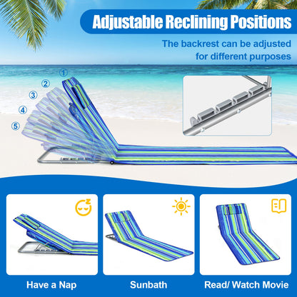 3-Piece Beach Lounge Chair Set with Adjustable Recline & Side Table