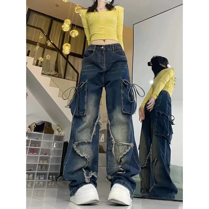 Gothic Baggy Cargo Jeans – Y2K Harajuku Grunge Pants
